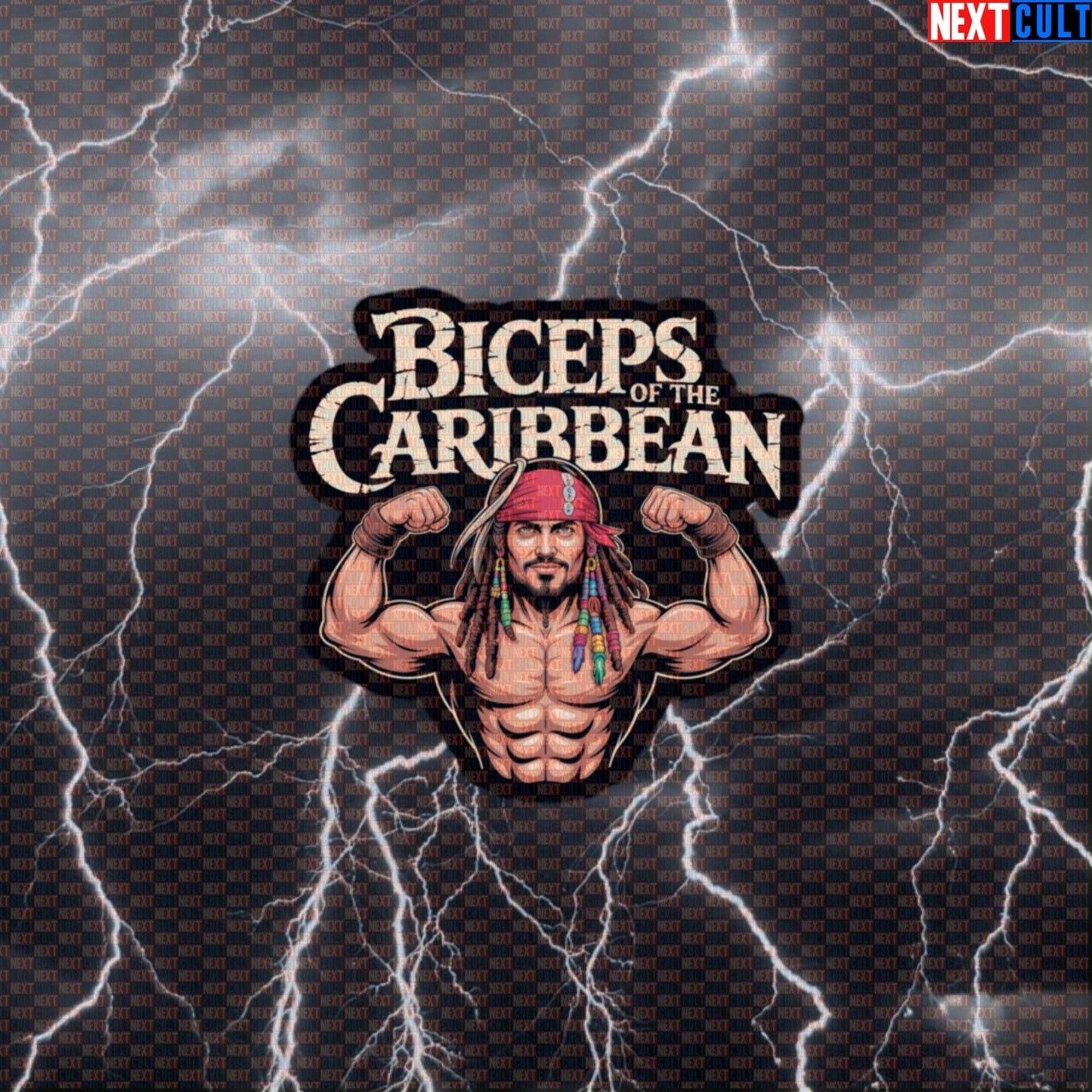 Biceps of the Caribbean Gym Sticker | Funny Pirate Workout Decal | Pirate Sleeves Fitness Meme Sticker Default Title Bodybuilding Films Fitness Gym Pirates of the Caribbean Workout Next Cult Brand