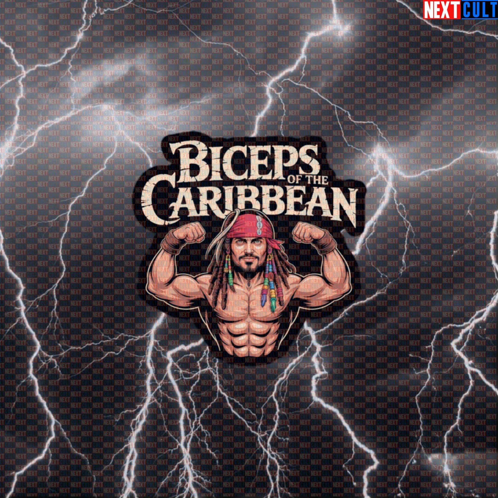 Biceps of the Caribbean Gym Sticker | Funny Pirate Workout Decal | Pirate Sleeves Fitness Meme Sticker Default Title Bodybuilding Films Fitness Gym Pirates of the Caribbean Workout Next Cult Brand