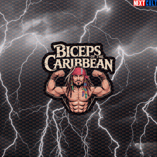 Biceps of the Caribbean Gym Sticker | Funny Pirate Workout Decal | Pirate Sleeves Fitness Meme Sticker Default Title Bodybuilding Films Fitness Gym Pirates of the Caribbean Workout Next Cult Brand