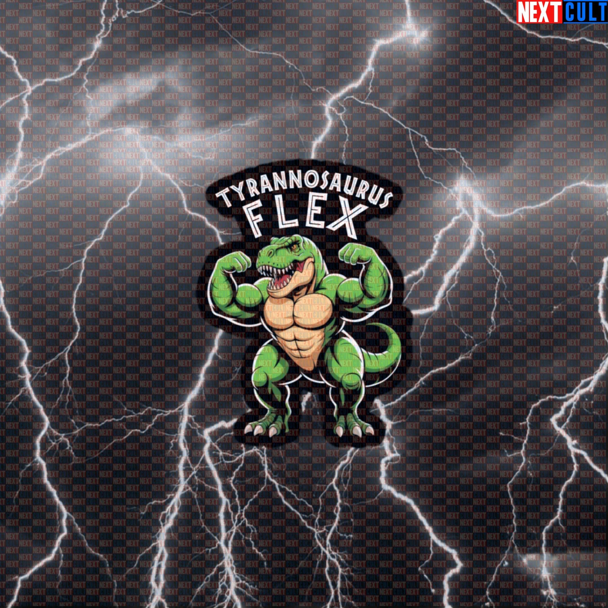 Tyrannosaurus Flex Gym Sticker | Funny T-Rex Dinosaur Workout Decal | Prehistoric Gains Sticker Default Title Bodybuilding Films Fitness Gym Workout Next Cult Brand
