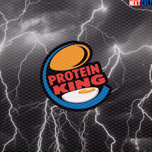 Protein King Gym Sticker | Funny Burger King Parody Workout Decal | Easter Egg Meme Sticker Default Title Bodybuilding Easter Fast Food Fitness Gym Workout Next Cult Brand