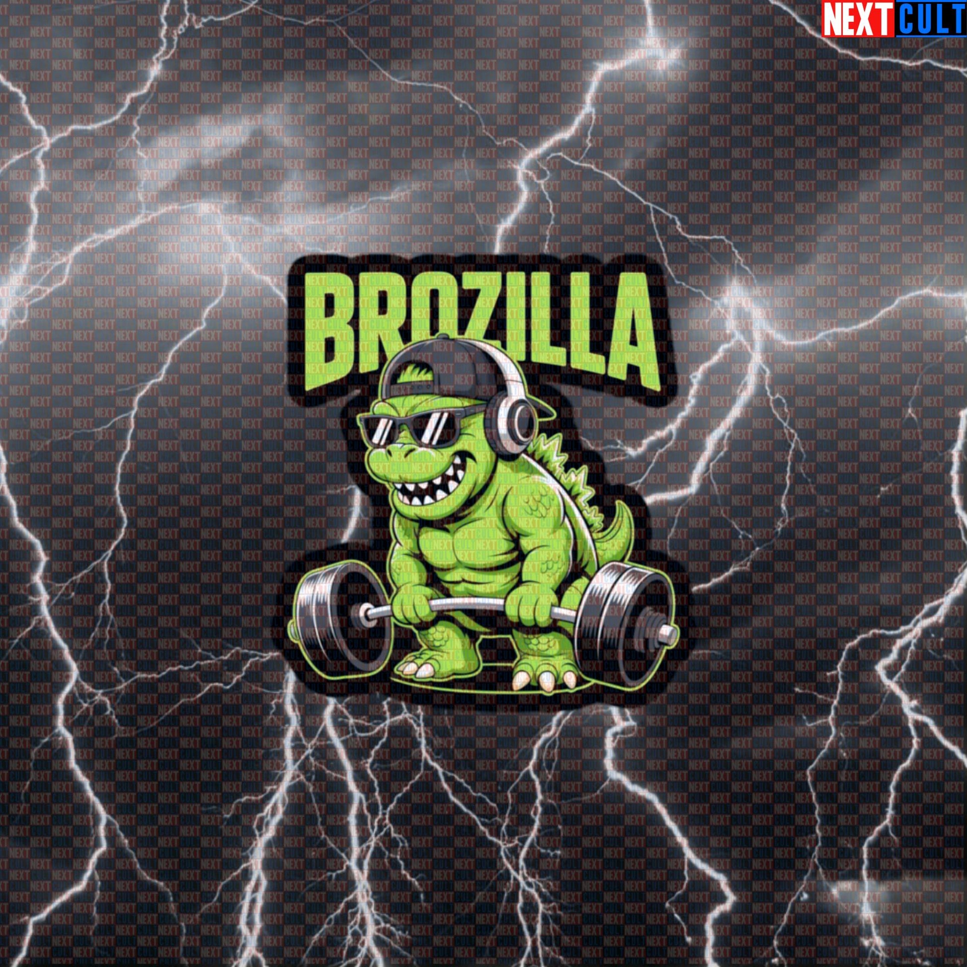 Brozilla Gym Sticker | Funny Godzilla Gym Meme Workout Decal For Lifters | Monster Gains Sticker Default Title Bodybuilding Fitness Gym Leg Day Powerlifting Workout Next Cult Brand