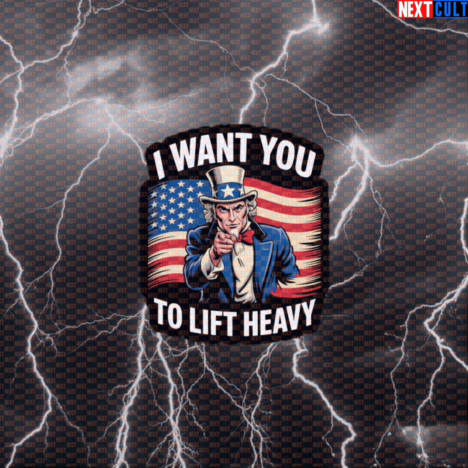 I Want You To Lift Heavy Gym Sticker | Funny Uncle Sam Patriotic Workout Decal | Fitness Meme Default Title 4th of July Bodybuilding Fitness Gym Powerlifting Uncle Sam Workout Next Cult Brand