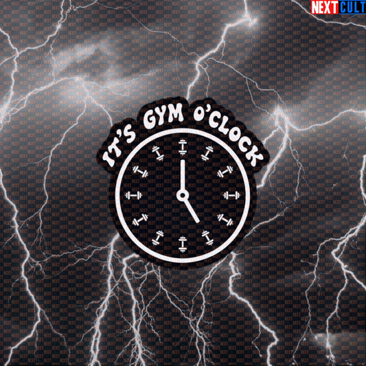 It's Gym O'Clock Gym Sticker | Funny Workout Decal for Water Bottles & Gym Gear | Fitness Meme Sticker Default Title Bodybuilding Fitness Gym Powerlifting Workout Next Cult Brand