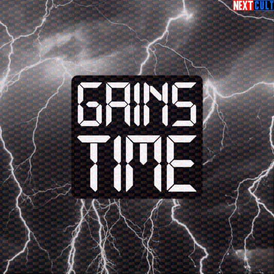 Gains Time Gym Sticker | Funny Workout Decal for Water Bottles & Gym Gear | Fitness Meme Sticker Default Title Bodybuilding Fitness Gym Workout Next Cult Brand