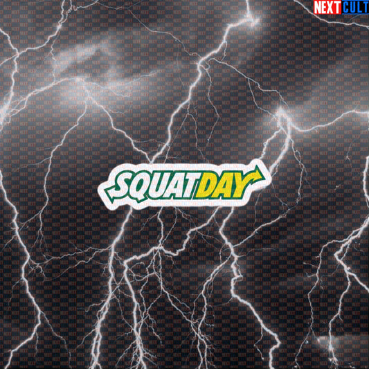 SquatDay Essential Gym Sticker | Subway Sandwich Leg Day Meme Workout Decal | Funny Fitness Sticker Default Title Bodybuilding Fast Food Fitness Gym Leg Day Powerlifting Workout Next Cult Brand