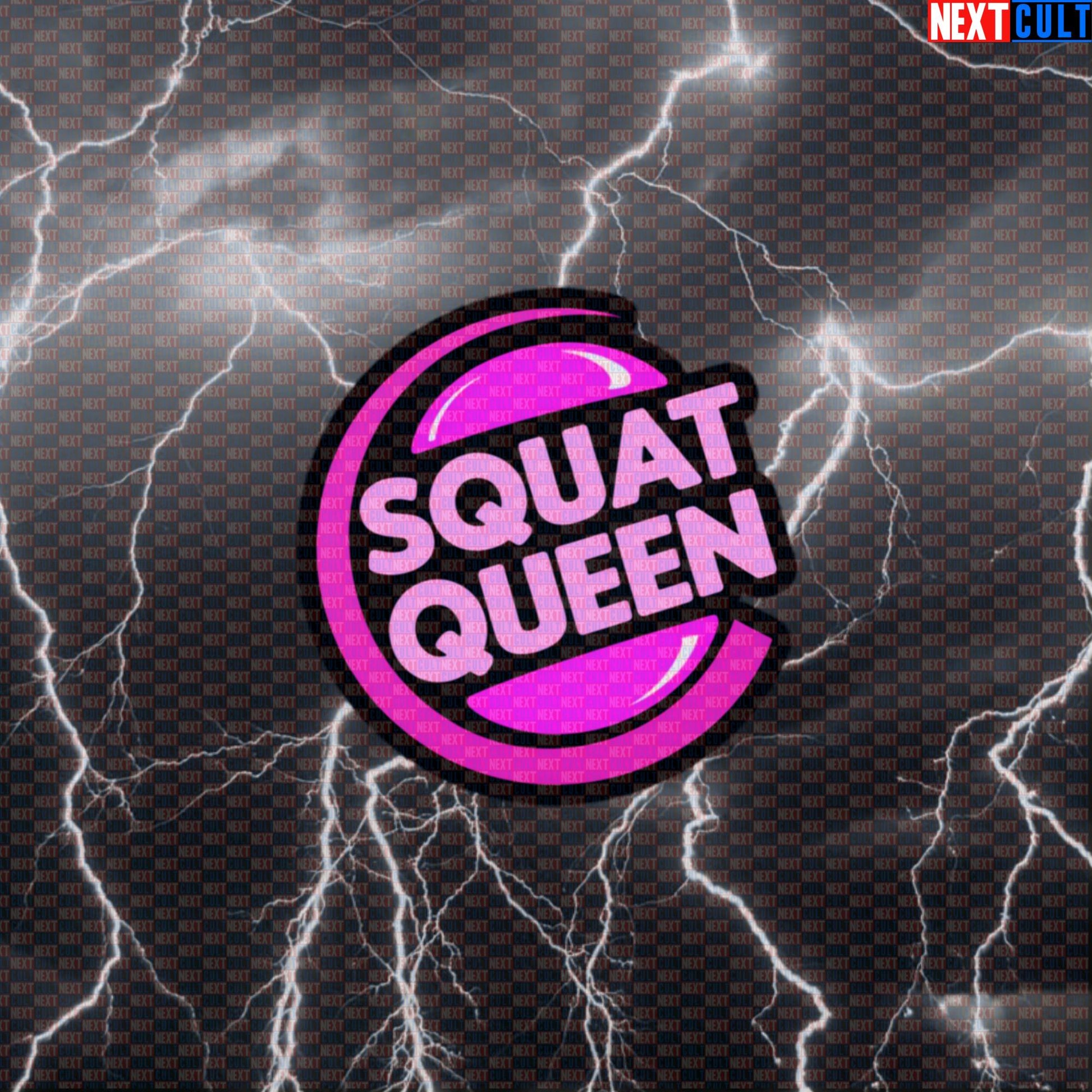 Squat Queen Gym Sticker | Funny Burger King Parody Workout Decal | Leg Day Fitness Meme Sticker Default Title Bodybuilding Fast Food Fitness Gym Leg Day Powerlifting Workout Next Cult Brand
