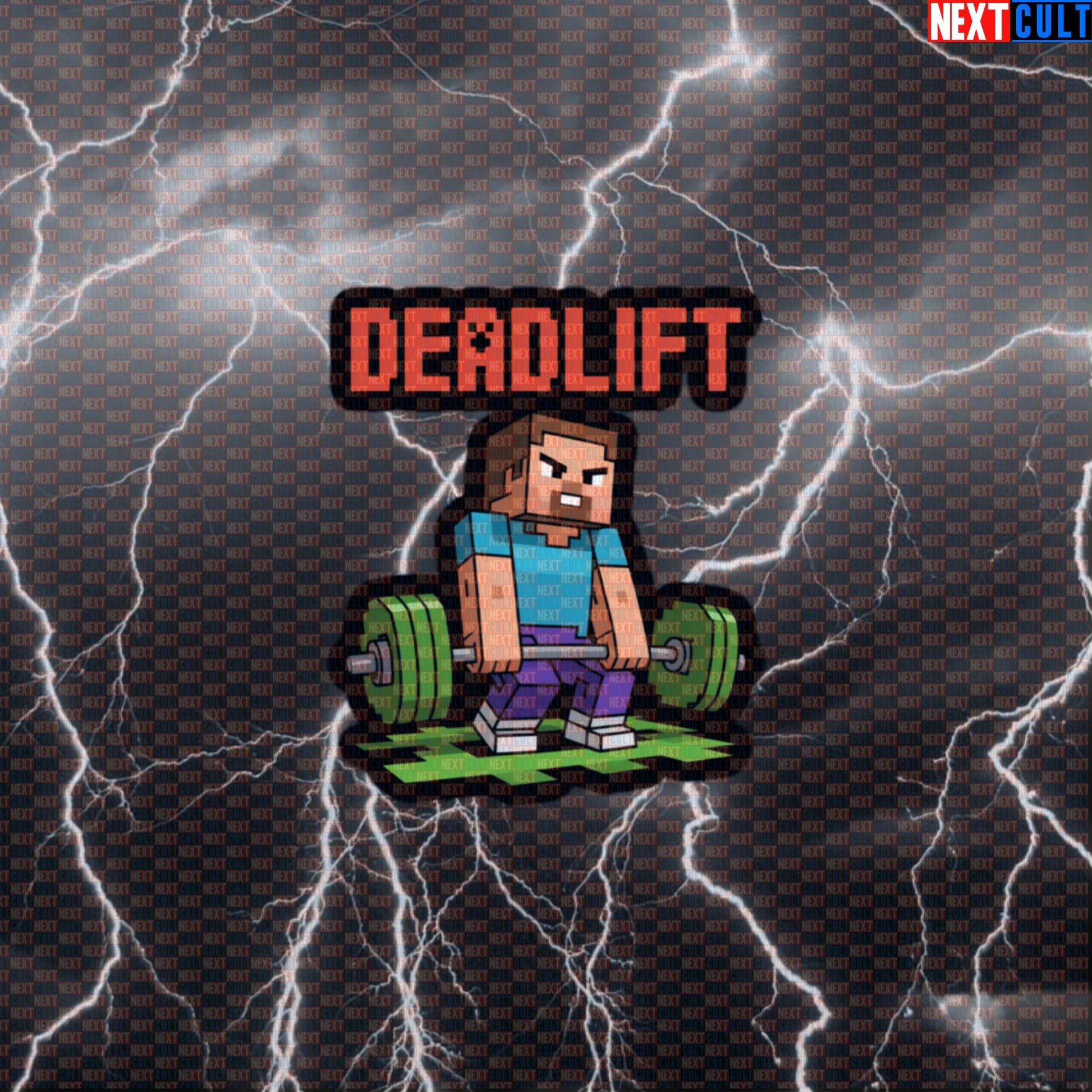 Minecraft Deadlift Gym Sticker | Funny Pick Up Heavy Blocks Workout Decal | Gamer Lifter Sticker Default Title Bodybuilding Fitness Gym Leg Day Powerlifting Video Games Workout Next Cult Brand