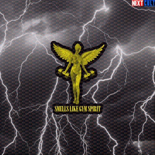 In Utero Gym Angel Parody Sticker | Funny Smells Like Gym Spirit Decal for Gymbro Default Title Bodybuilding Fitness Gym Nirvana Rock Music Workout Next Cult Brand