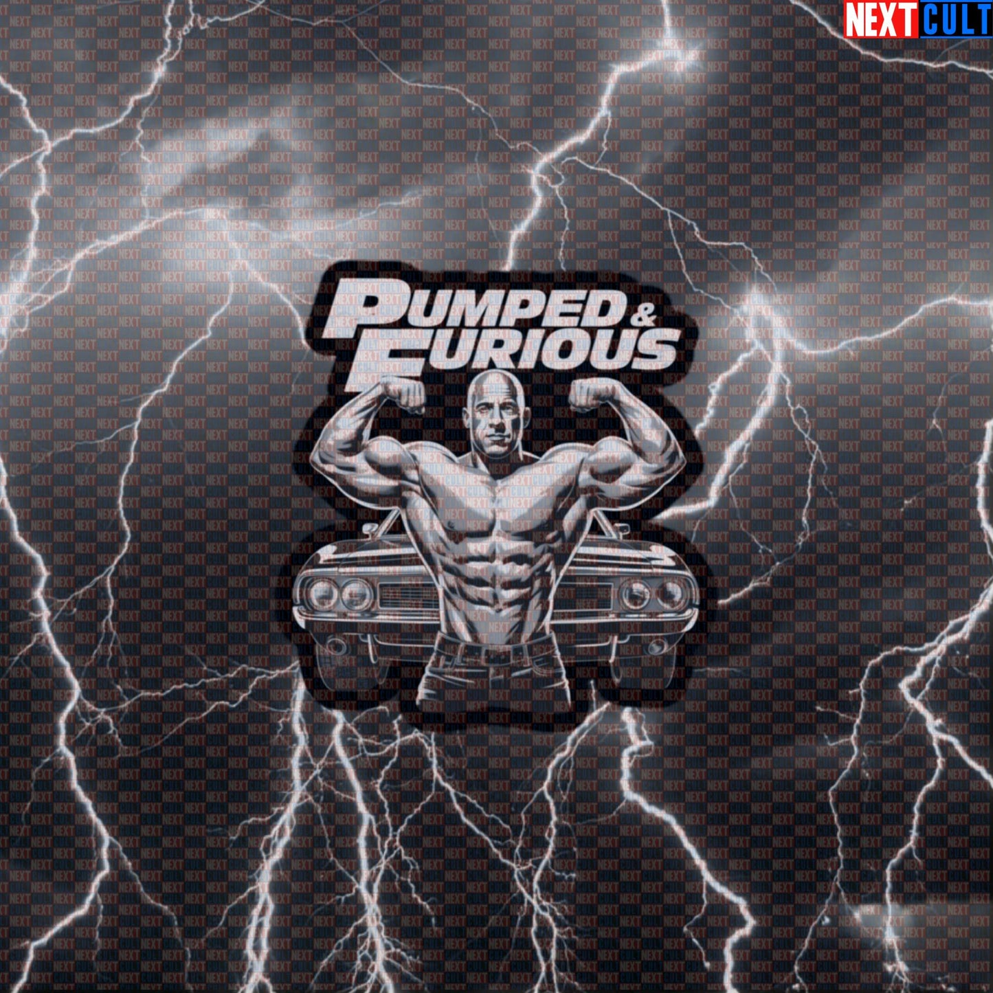 Pumped & Furious Funny Gym Sticker - Vin Diesel Workout Decal for Water Bottles & Gym Lockers Default Title Bodybuilding Films Fitness Gym Workout Next Cult Brand