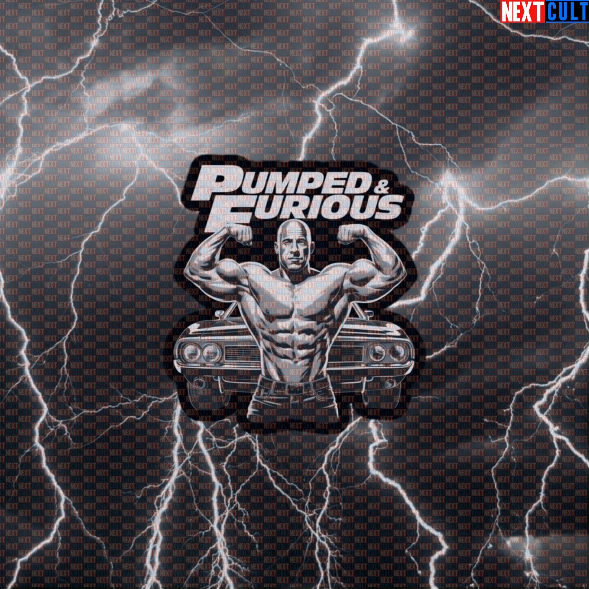 Pumped & Furious Funny Gym Sticker - Vin Diesel Workout Decal for Water Bottles & Gym Lockers Default Title Bodybuilding Films Fitness Gym Workout Next Cult Brand