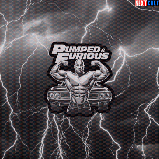Pumped & Furious Funny Gym Sticker - Vin Diesel Workout Decal for Water Bottles & Gym Lockers Default Title Bodybuilding Films Fitness Gym Workout Next Cult Brand