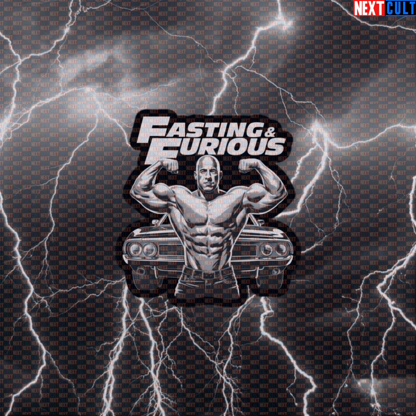 Fasting & Furious Gym Sticker | Funny Vin Diesel Intermittent Fasting Decal Default Title Bodybuilding Fast Food Films Fitness Gym Workout Next Cult Brand