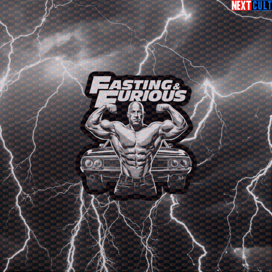Fasting & Furious Gym Sticker | Funny Vin Diesel Intermittent Fasting Decal Default Title Bodybuilding Fast Food Films Fitness Gym Workout Next Cult Brand