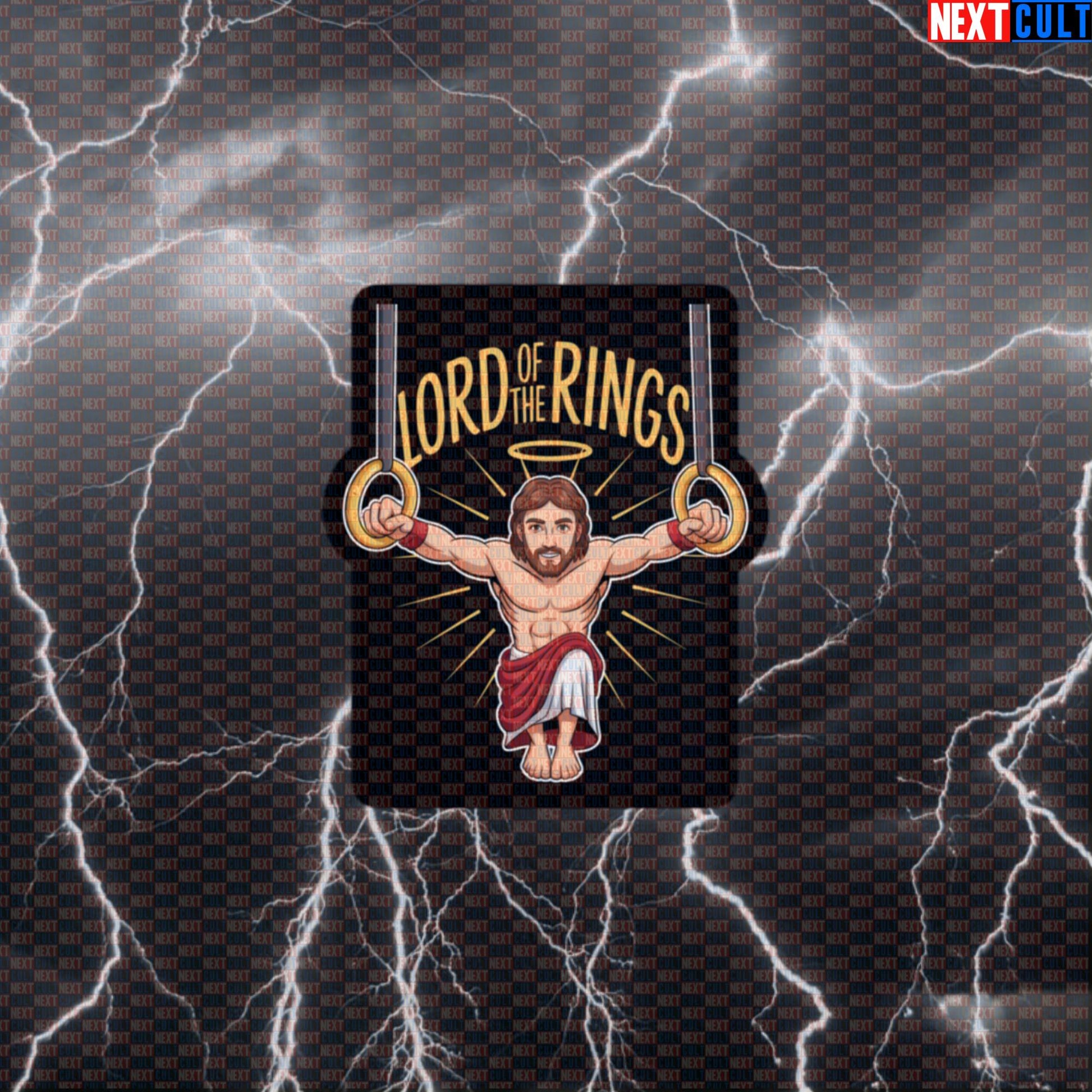 Lord of the Calisthenics Rings Gym Sticker | Funny Jesus Lifter Workout Decal | Bodyweight Gains Sticker Default Title Calisthenics Easter Fitness Gym Jesus Workout Next Cult Brand