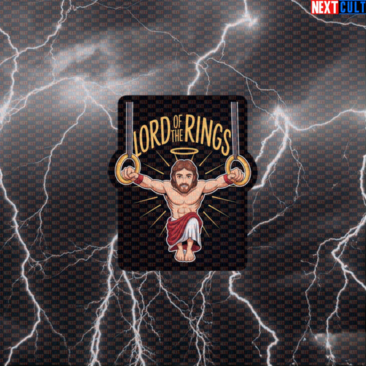 Lord of the Calisthenics Rings Gym Sticker | Funny Jesus Lifter Workout Decal | Bodyweight Gains Sticker Default Title Calisthenics Easter Fitness Gym Jesus Workout Next Cult Brand