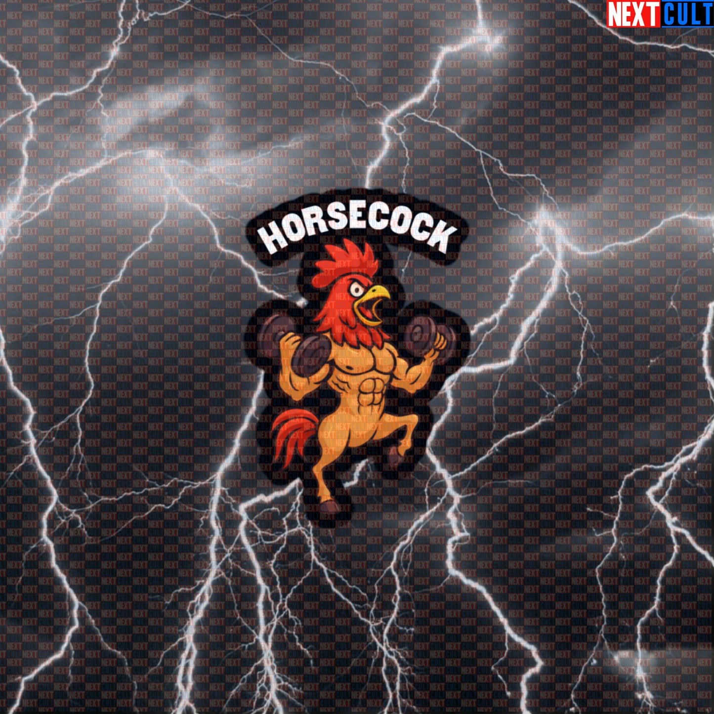 Horsecock Gym Sticker | Funny Horse Rooster Monster Workout Decal For Lifters & Heavy Weight Gainz Default Title Bodybuilding Fitness Gym Powerlifting Workout Next Cult Brand