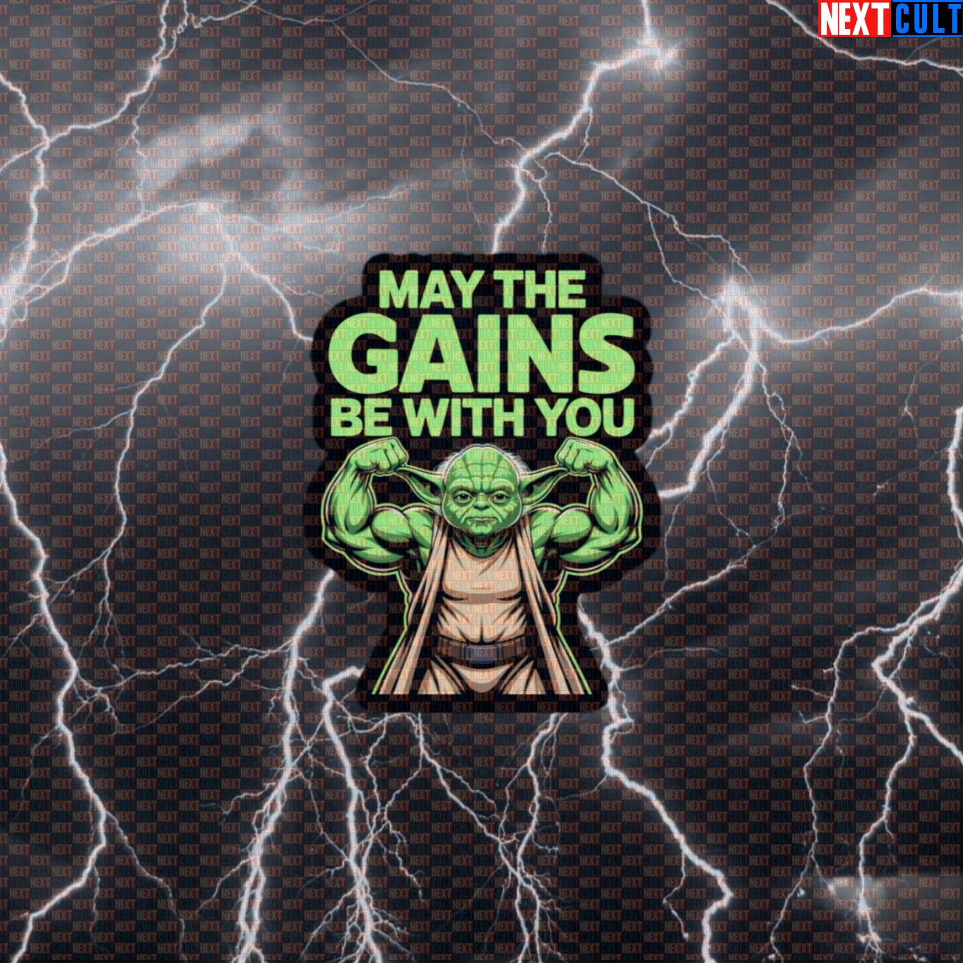 May The Gains Be With You Funny Gym Sticker | Yoda Swole Wars Workout Decal Default Title Bodybuilding Films Fitness Gym Star Wars Workout Yoda Next Cult Brand