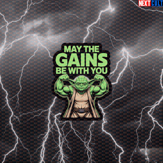 May The Gains Be With You Funny Gym Sticker | Yoda Swole Wars Workout Decal Default Title Bodybuilding Films Fitness Gym Star Wars Workout Yoda Next Cult Brand