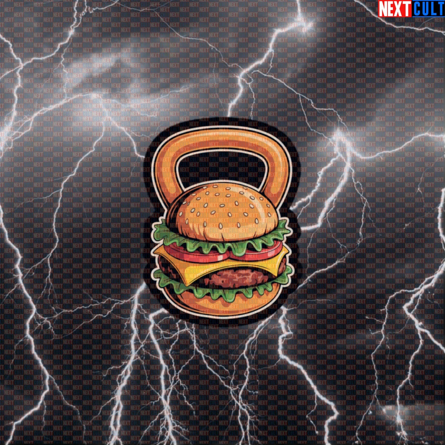 Cheeseburger Kettlebell Funny Gym Sticker - Burger Swings Meme Decal for Shakers & Gym Bags Default Title Bulking Fast Food Fitness Gym Kettlebell Workout Next Cult Brand