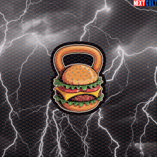 Cheeseburger Kettlebell Funny Gym Sticker - Burger Swings Meme Decal for Shakers & Gym Bags Default Title Bulking Fast Food Fitness Gym Kettlebell Workout Next Cult Brand