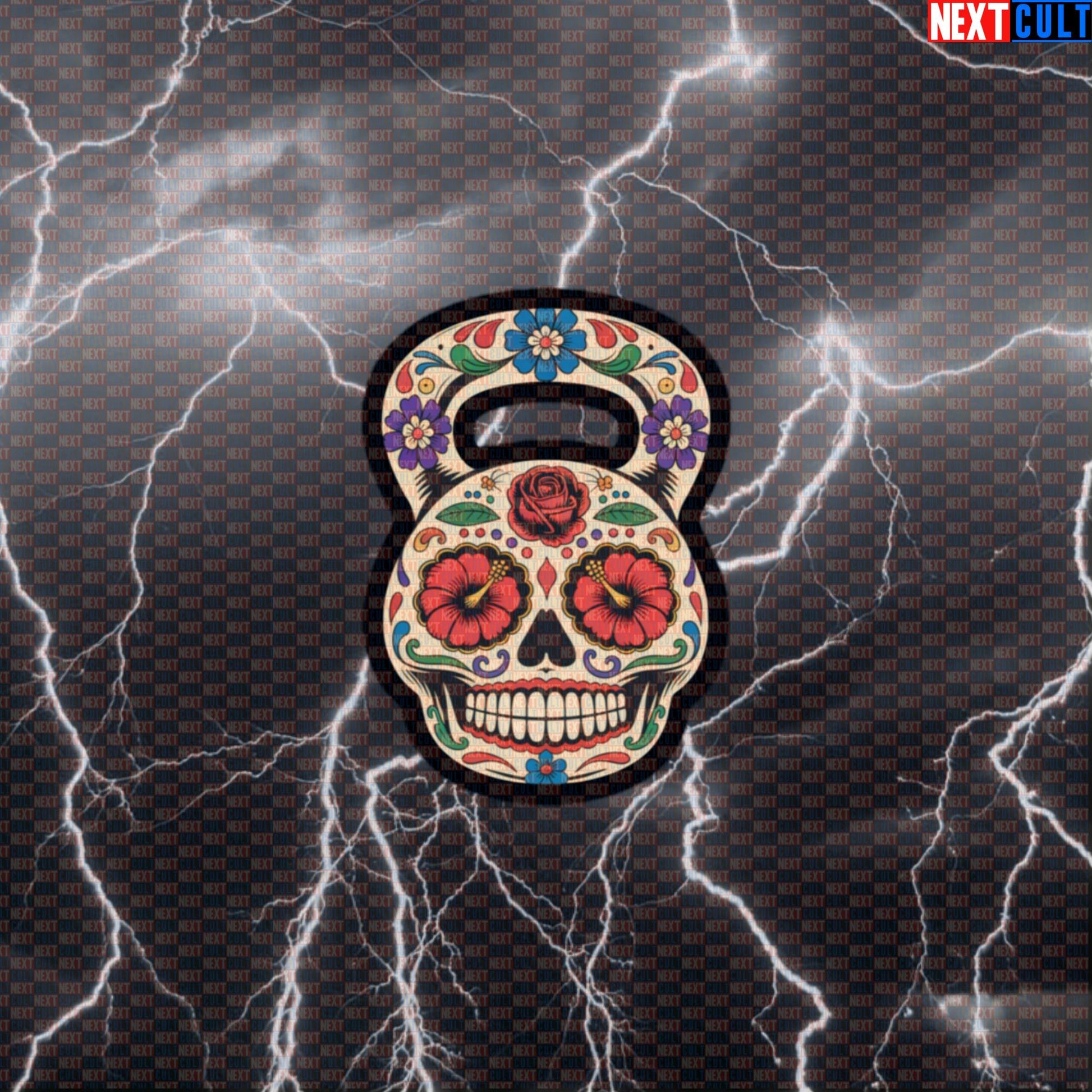 Dia De Los Muertos Kettlebell Funny Gym Sticker - Day of the Dead Workout Decal Art Default Title Dia De Los Muertos Fitness Gym Kettlebell Workout Next Cult Brand