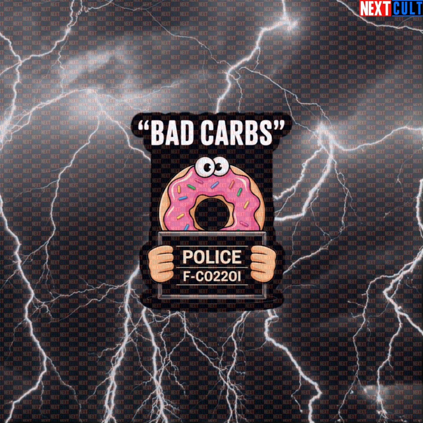 Donut Mugshot Funny Gym Sticker - Bad Carb Meme Decal for Water Bottles & Lunchboxes Default Title Bulking Donuts Fast Food Fitness Gym Workout Next Cult Brand