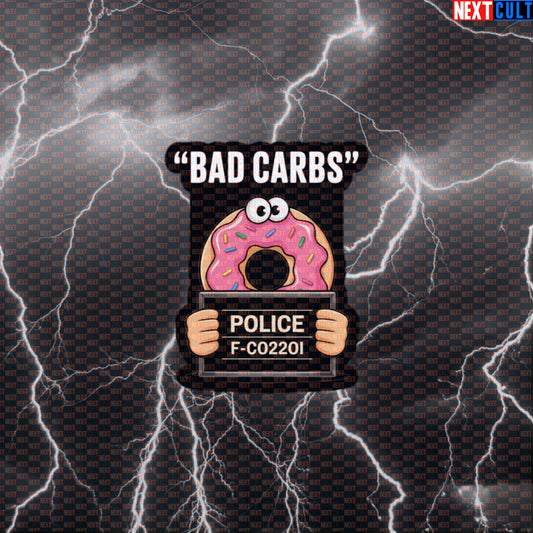 Donut Mugshot Funny Gym Sticker - Bad Carb Meme Decal for Water Bottles & Lunchboxes Default Title Bulking Donuts Fast Food Fitness Gym Workout Next Cult Brand