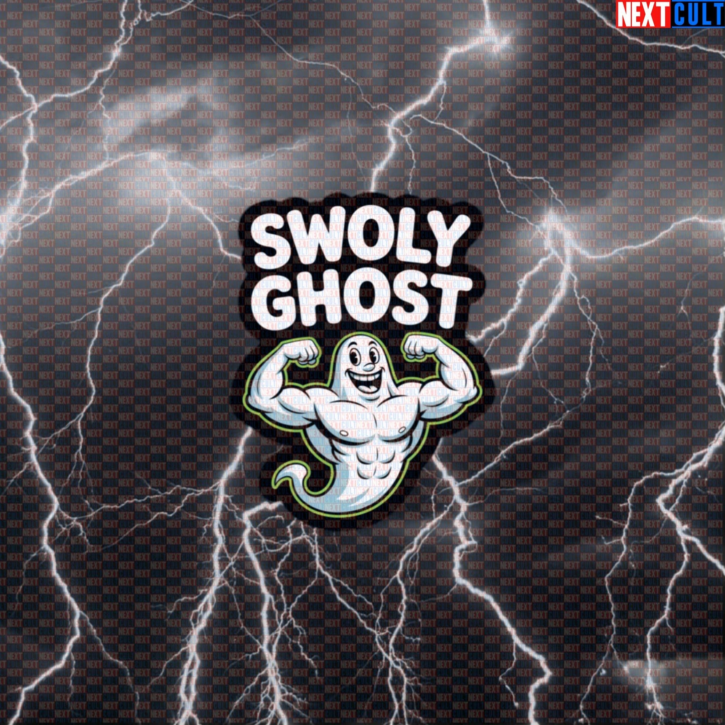 Swoly Ghost Funny Gym Sticker - Halloween Swole Meme Decal for Water Bottles & Gym Gear Default Title Bodybuilding Fitness Gym Halloween Workout Next Cult Brand