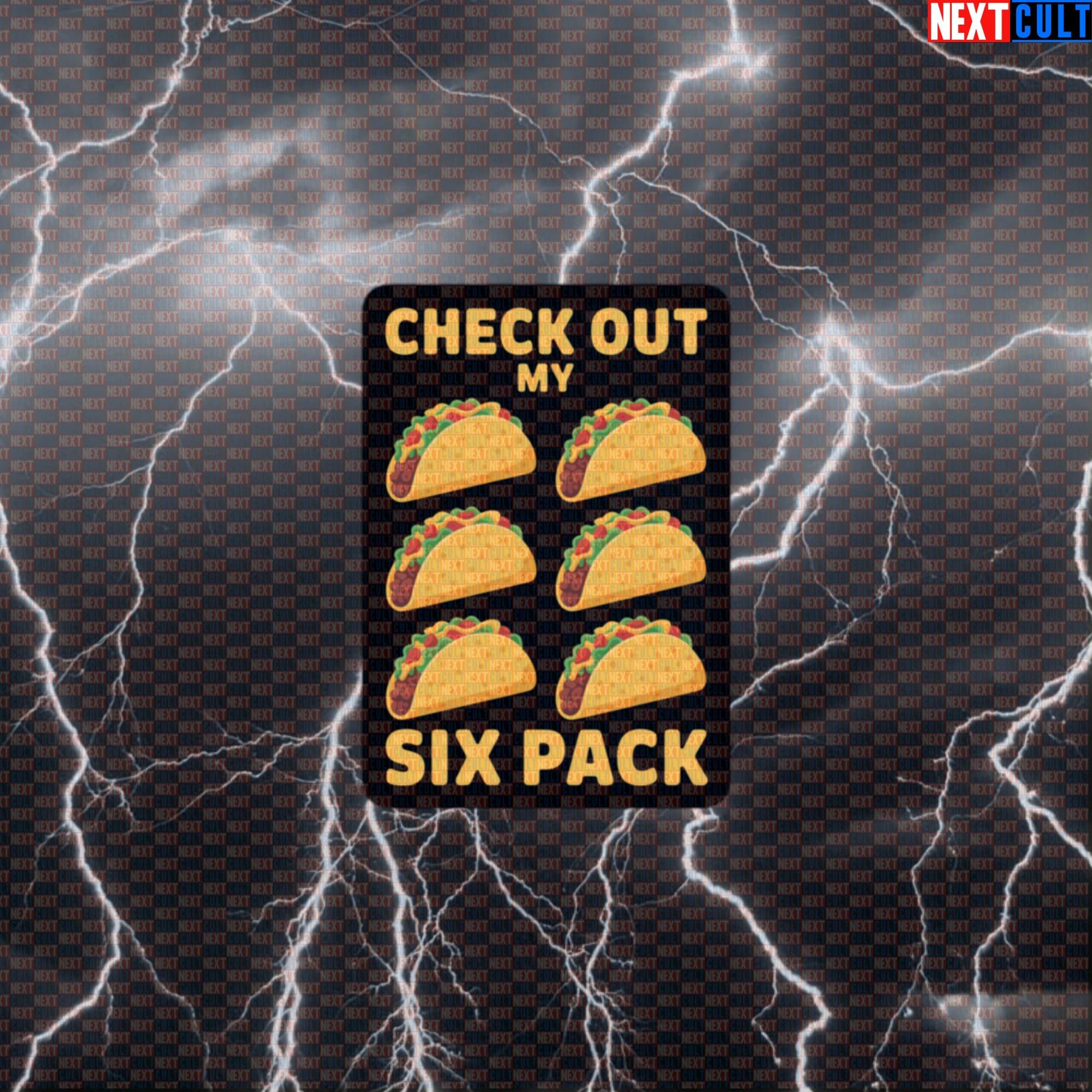 Check Out My Six Pack Tacos Funny Gym Sticker - Taco Six Pack Meme Decal for Gym Gear Default Title Stickers Bodybuilding Bulking Fast Food Fitness Gym Workout Next Cult Brand