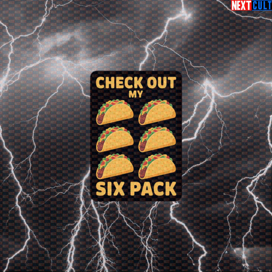 Check Out My Six Pack Tacos Funny Gym Sticker - Taco Six Pack Meme Decal for Gym Gear Default Title Stickers Bodybuilding Bulking Fast Food Fitness Gym Workout Next Cult Brand