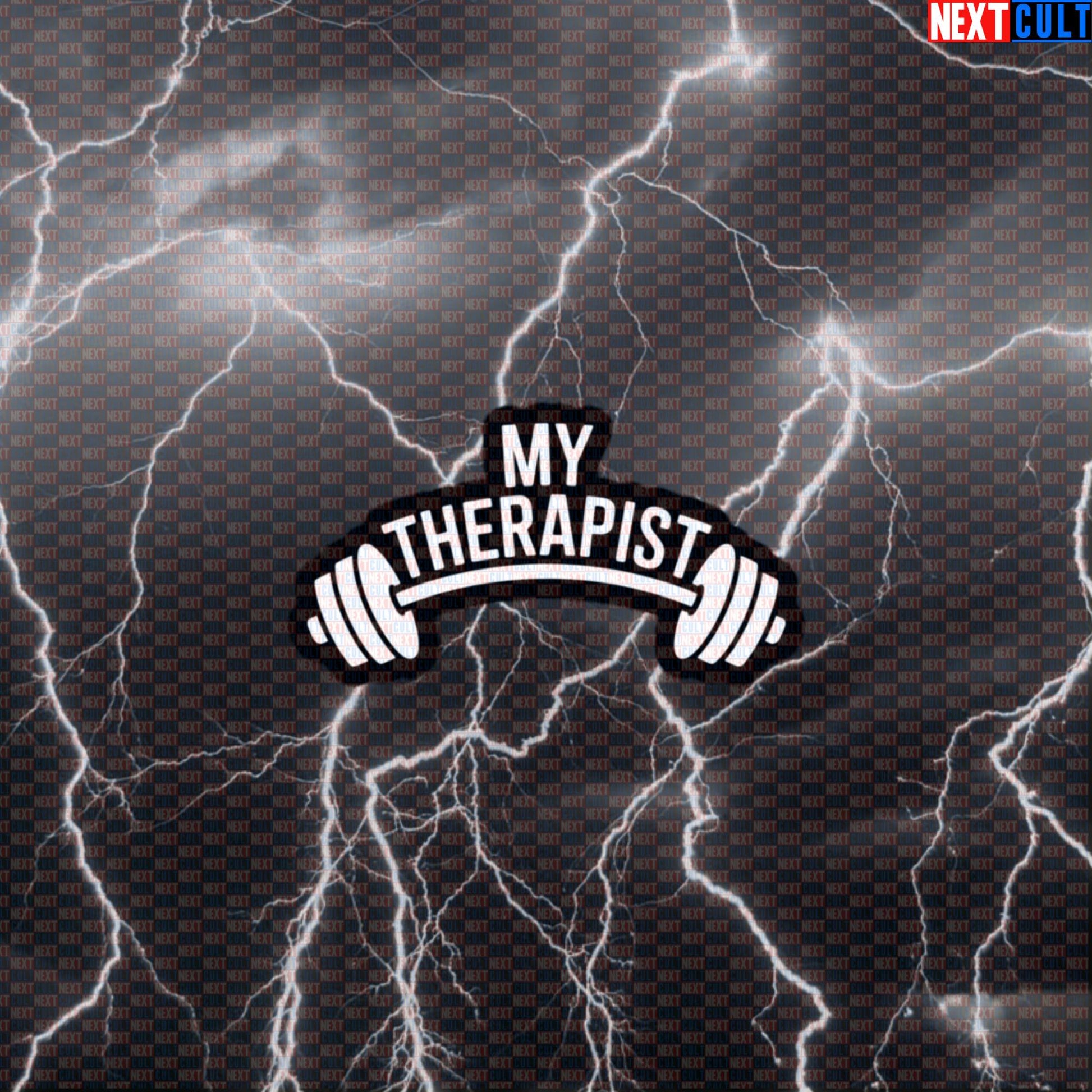 My Therapist Says Lift More Funny Gym Sticker - Gym Therapy Meme Decal for Water Bottles & Gym Bags Default Title Stickers Bodybuilding Fitness Gym Powerlifting Workout Next Cult Brand