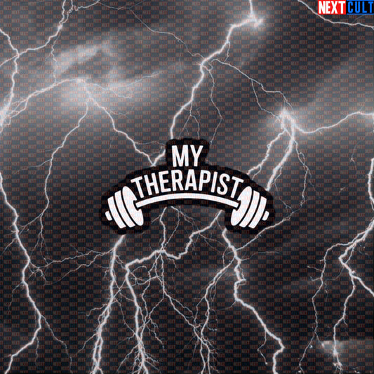 My Therapist Says Lift More Funny Gym Sticker - Gym Therapy Meme Decal for Water Bottles & Gym Bags Default Title Stickers Bodybuilding Fitness Gym Powerlifting Workout Next Cult Brand