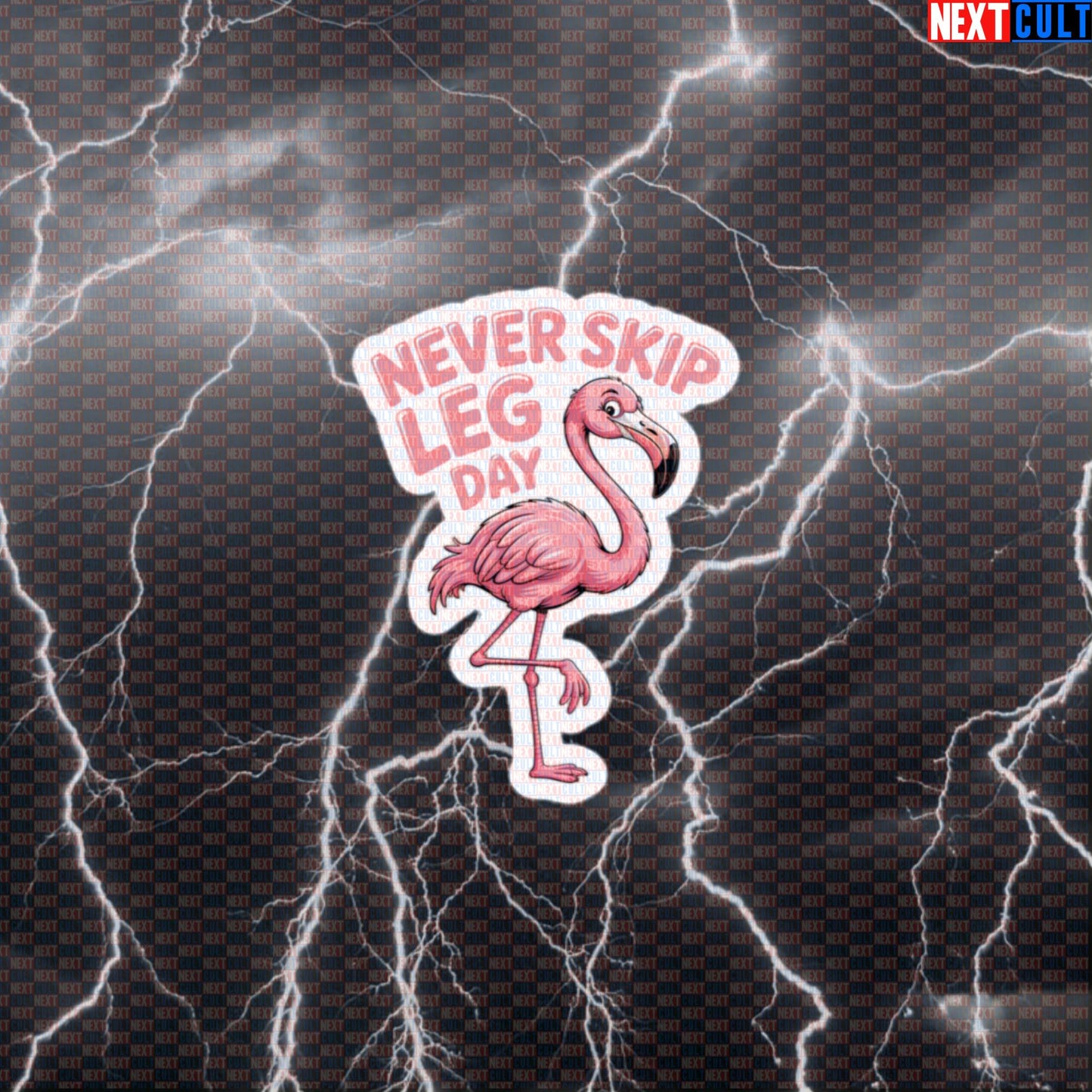 Never Skip Leg Day Flamingo Funny Gym Sticker - Fitness Meme Decal for Water Bottles & Gear Default Title Stickers Bodybuilding Fitness Gym Leg Day Powerlifting Workout Next Cult Brand
