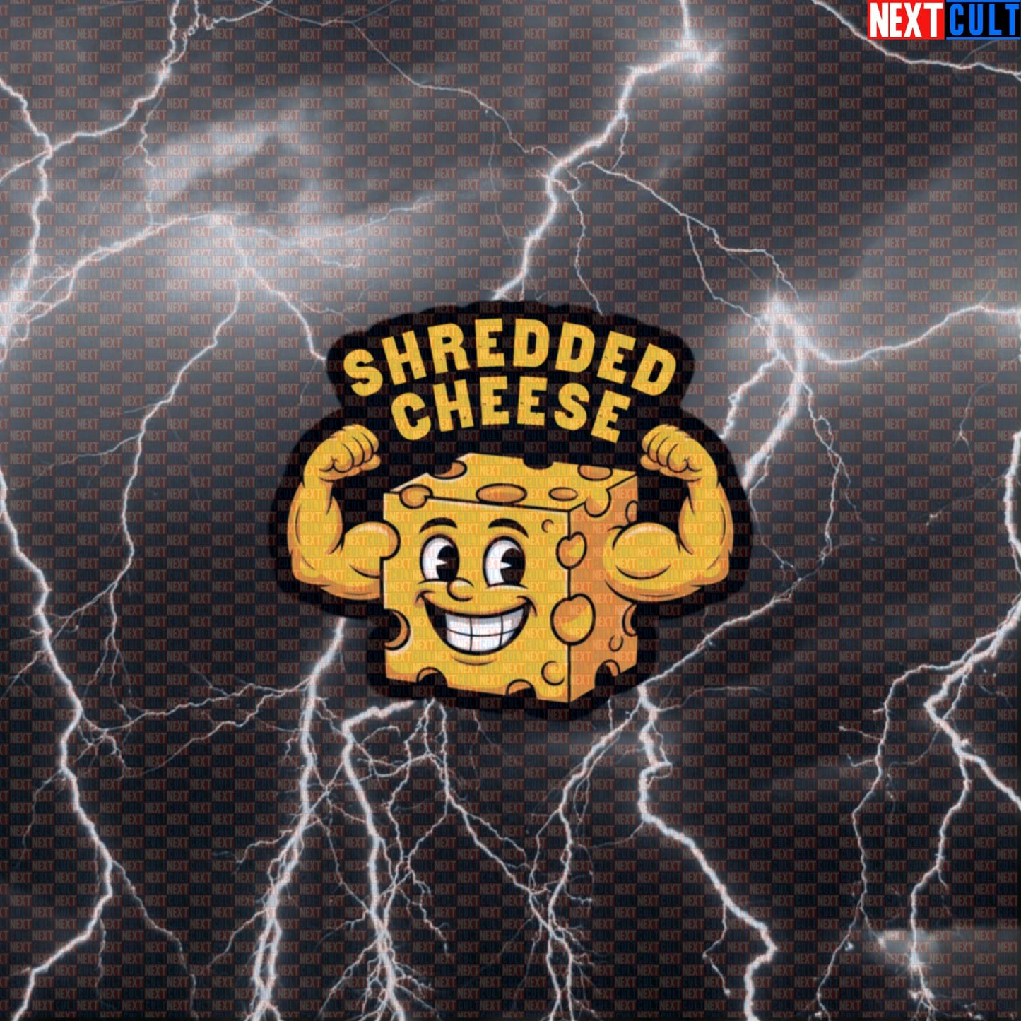 Shredded Cheese Funny Gym Sticker - Muscle Meme Decal for Water Bottles & Gym Locker Default Title Bodybuilding Fast Food Fitness Gym Workout Next Cult Brand
