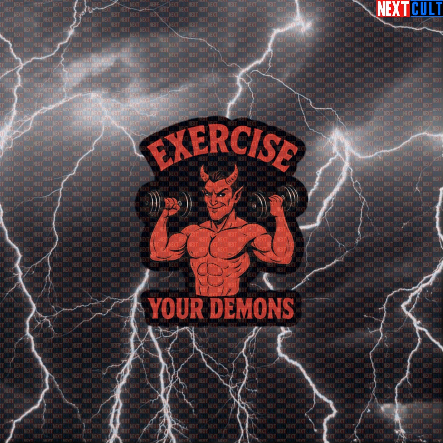 Exercise Your Demons Funny Gym Sticker | Workout From Hell Decal for Lifters & Gymbros Default Title Fitness Gym Halloween Workout Next Cult Brand