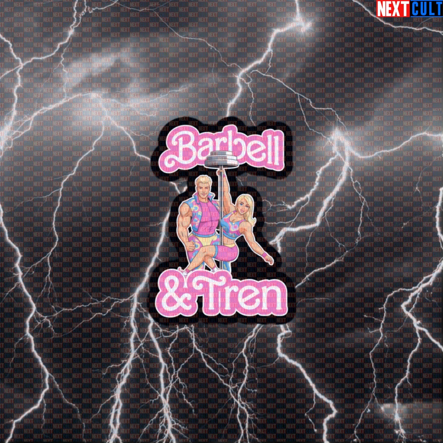 Barbie & Ken Barbell Tren Funny Gym Sticker - Gym Meme Decal for Water Bottles & Gym Gear Default Title Bodybuilding Films Fitness Gym Ken Powerlifting Steroids Workout Next Cult Brand