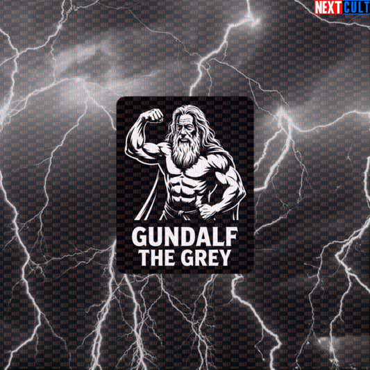 Gundalf The Grey Big Guns Funny Gym Sticker - Lord Of The Rings Meme Decal for Gym Gear Default Title Bodybuilding Books Films Fitness Gandalf Gym Lord of the Rings Workout Next Cult Brand