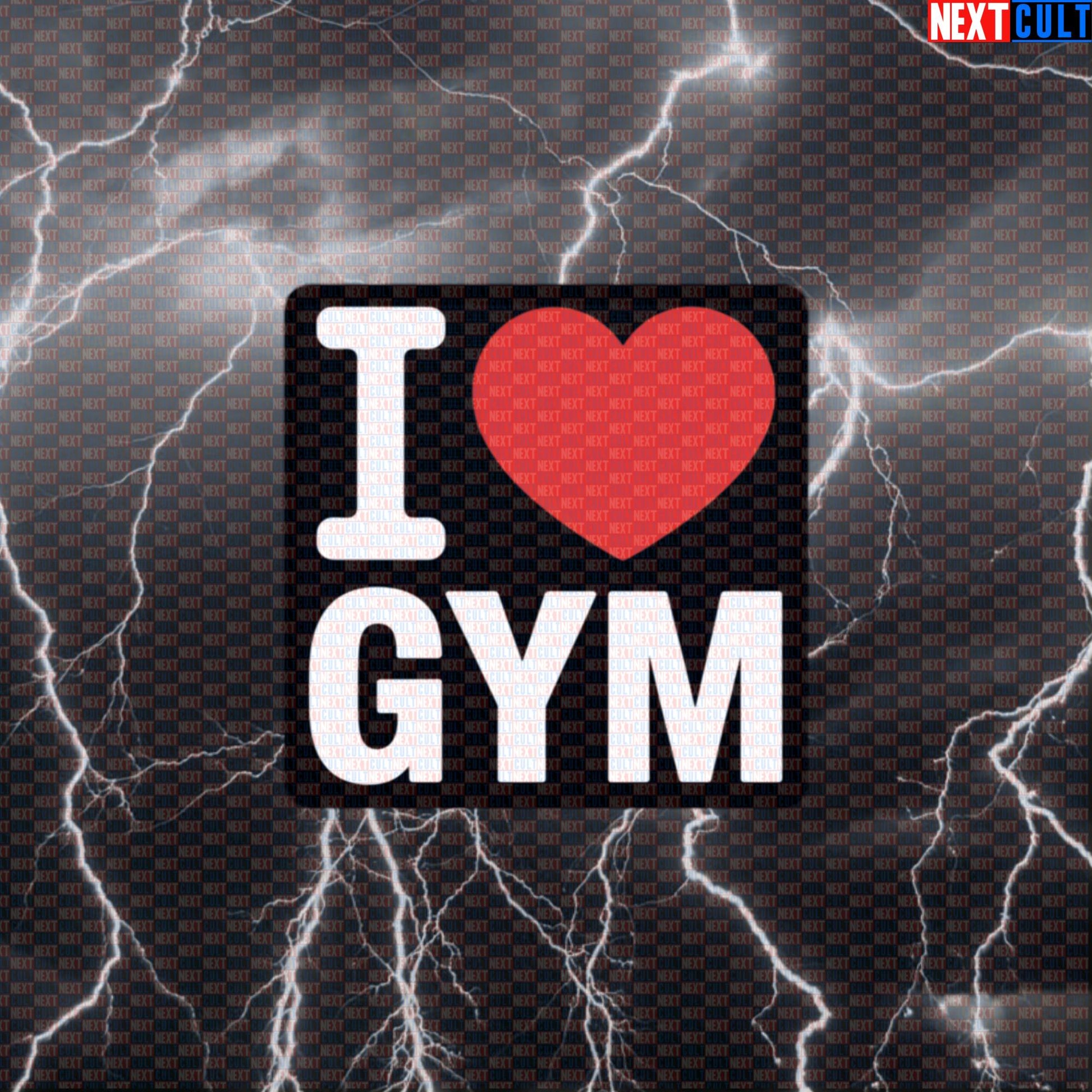 I Love Gym Funny Valentine's Gym Sticker - Gym Lover Meme Decal for Water Bottles & Gym Gear Default Title Bodybuilding Fitness Gym Powerlifting Valentine's Day Workout Next Cult Brand