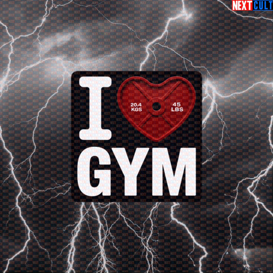 I Love Gym Valentine's Sticker | Funny Heart Weight Plate Decal for Gym Lovers & Lifters Default Title Bodybuilding Fitness Gym Powerlifting Valentine's Day Workout Next Cult Brand
