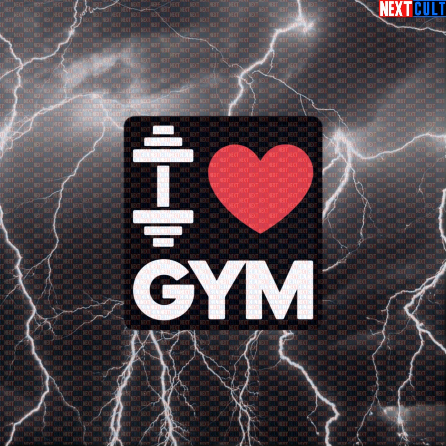 Funny I Love Gym Valentine's Day Sticker - Gym Lovers Workout Dumbbell Decal for Water Bottles & Gear Default Title Bodybuilding Fitness Gym Valentine's Day Workout Next Cult Brand