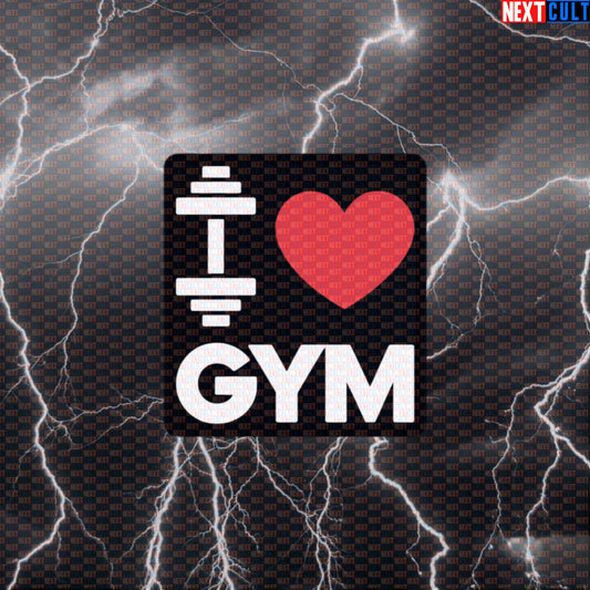 Funny I Love Gym Valentine's Day Sticker - Gym Lovers Workout Dumbbell Decal for Water Bottles & Gear Default Title Bodybuilding Fitness Gym Valentine's Day Workout Next Cult Brand