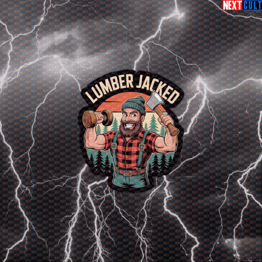 Lumberjacked Funny Gym Sticker - Jacked Lumberjack Meme Decal for Water Bottles & Gym Gear Default Title Bodybuilding Fitness Gym Workout Next Cult Brand