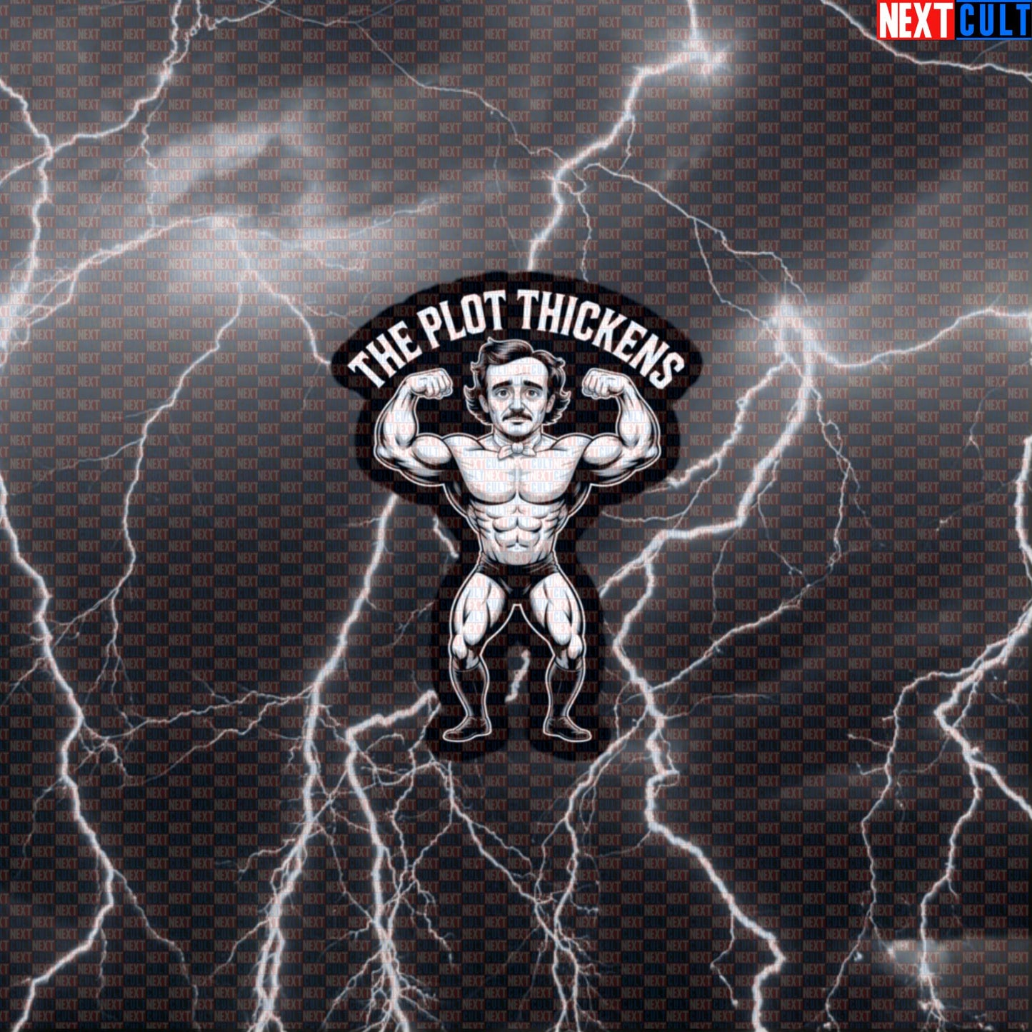 Funny Edgar Allan Poe Gym Sticker - The Plot Thickens Thicc Literary Meme Decal for Gym Gear Default Title Bodybuilding Books Fitness Gym Workout Next Cult Brand