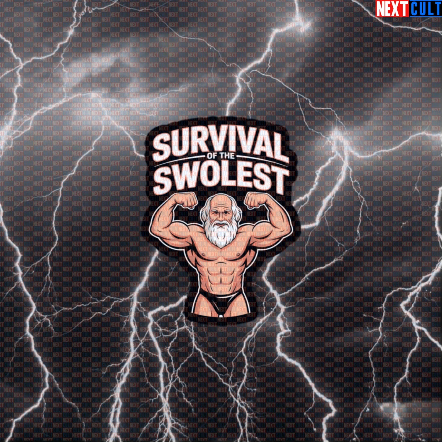 Survival of the Swolest Funny Gym Sticker - Swole Darwin Evolution Meme Decal for Gym Gear Default Title Bodybuilding Books Fitness Gym Workout Next Cult Brand