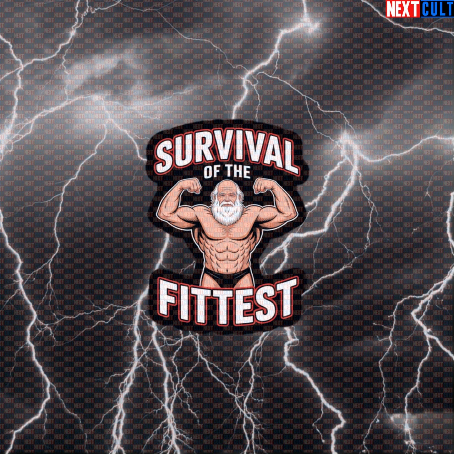 Survival of the Fittest Funny Gym Sticker - Darwin Gym Meme Decal for Water Bottles & Gear Default Title Bodybuilding Books Fitness Gym Workout Next Cult Brand