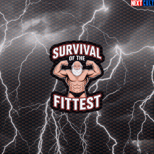 Survival of the Fittest Funny Gym Sticker - Darwin Gym Meme Decal for Water Bottles & Gear Default Title Bodybuilding Books Fitness Gym Workout Next Cult Brand