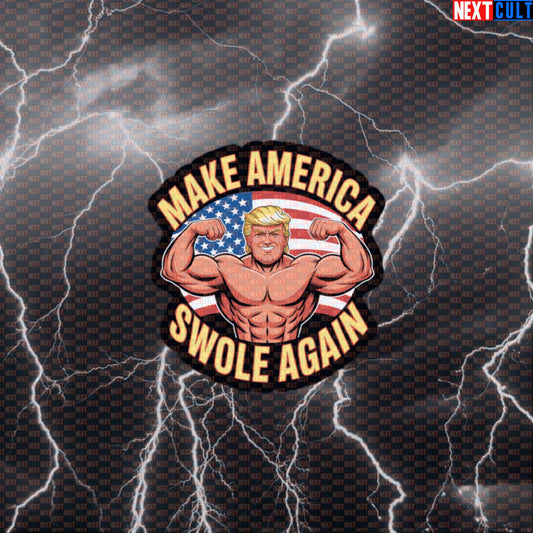 Make America Swole Again Patriotic Gym Sticker - Funny Trump Meme Decal for Water Bottles Default Title 4th of July Bodybuilding Donald Trump Fitness Gym Workout Next Cult Brand