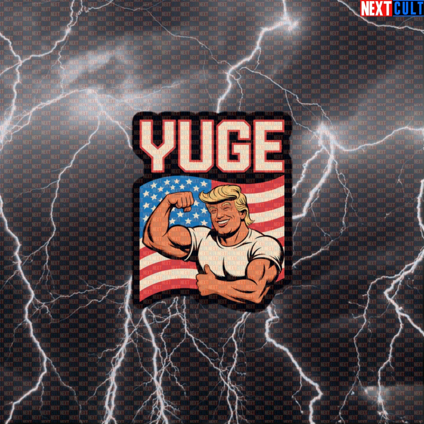 YUGE Patriotic Trump Funny Gym Sticker - Make America Swole Workout Meme Decal Default Title 4th of July Bodybuilding Donald Trump Fitness Gym Workout Next Cult Brand