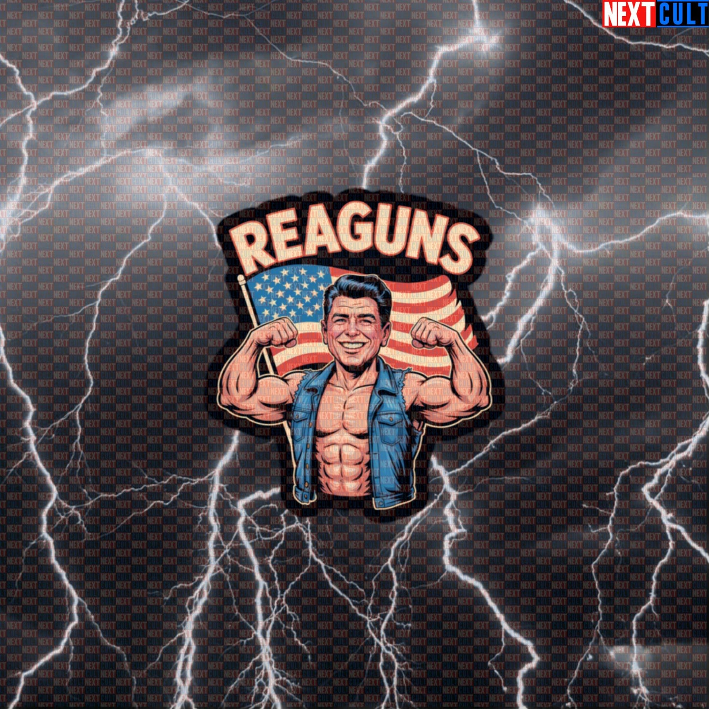 Reaguns Patriotic Funny Gym Sticker - Reagan Meme Decal for Water Bottles & Gym Gear Default Title Stickers Next Cult Brand
